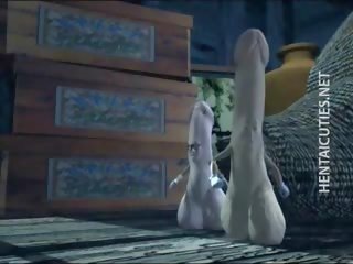 Terangsang 3d animasi pornografi gadis nakal menggosok sebuah besar titit